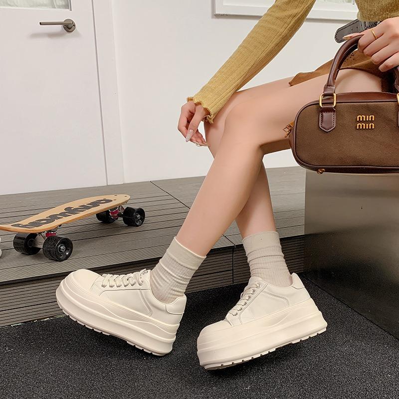 Platform white shoes women's new versatile comfortable small height increase casual breadboard shoes
