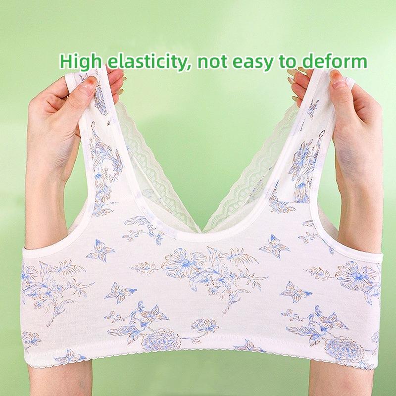 Damen-BH mit Schnalle vorne, dünne Körbchen, bedruckt, ohne Stahlring, Westenstil, übergroße Unterwäsche