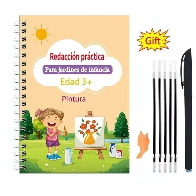 

Spanish Groove Handwriting Workbook, Reusable Alphabet Number Tracing Book, Preschool Learning Activity Book for Kids Age 3+
