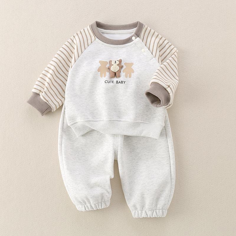 2025 Infant & Toddler Stylish Two-Piece Hoodie Set for 1-Year-Old Boys - Spring/Autumn Clothing