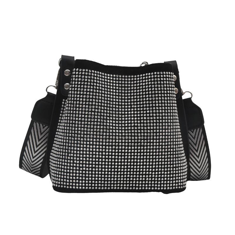 Elegant And Unique Bucket Bag Chic Design With Rhinestones For Fashion Forward Individuals In Black