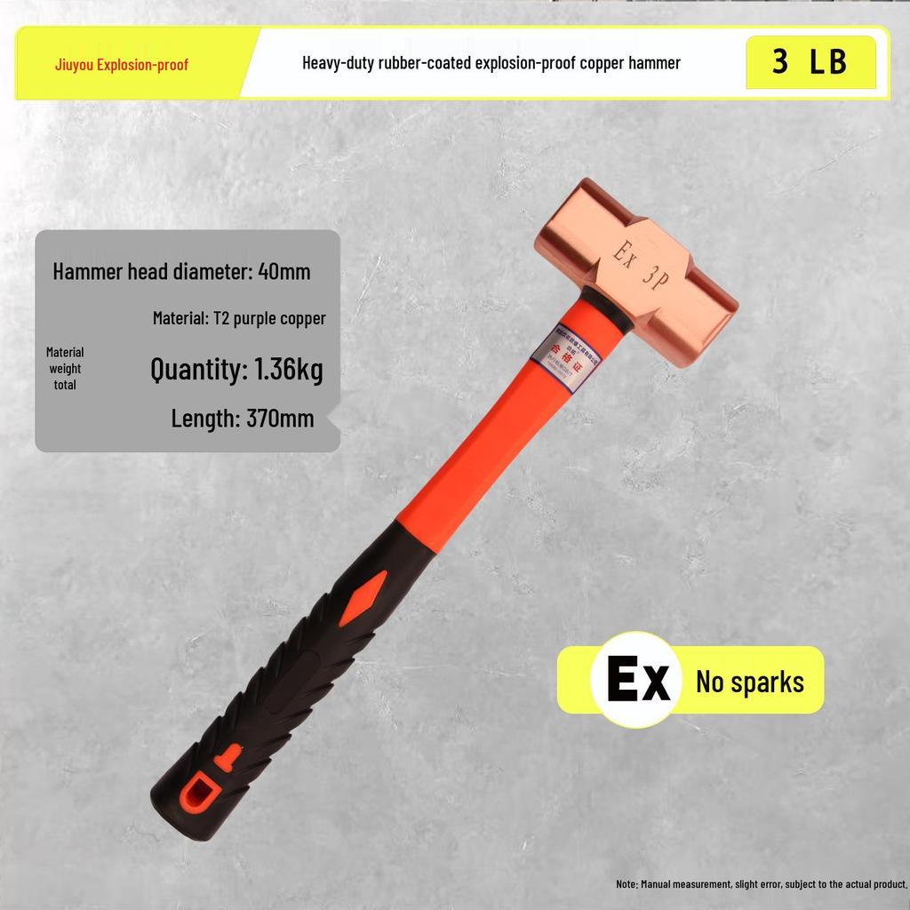 Explosion-Proof Pure Copper Octagonal Mallet, 4lb, 8lb Options Available
