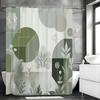 Modern Geometric Round Leaf Minimalist Shower Curtain, Bathroom Decorative Shower Curtain, Waterproof Shower Curtain with Hooks