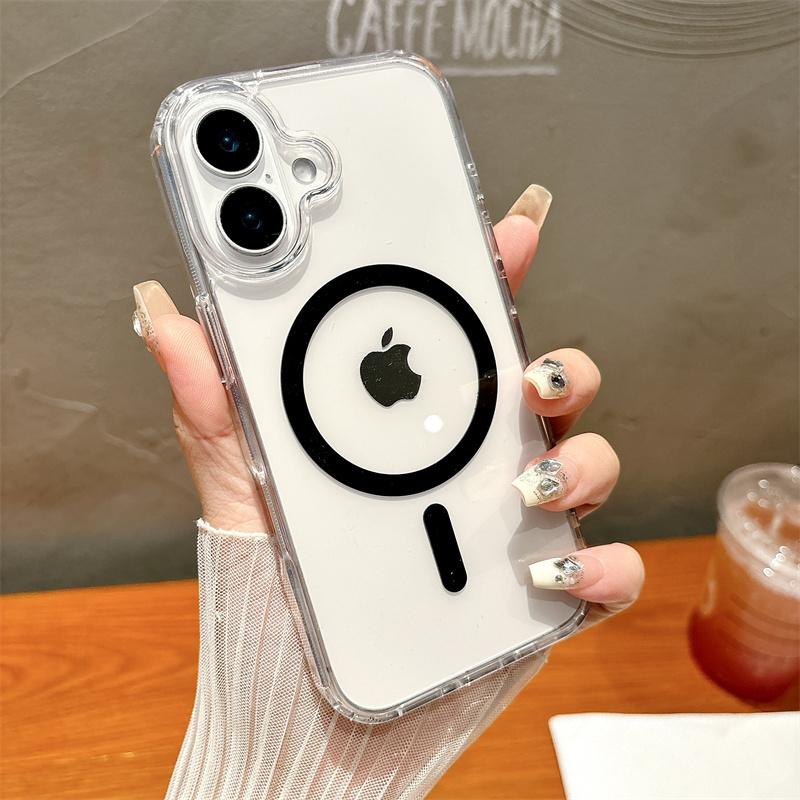 

Прозрачный магнитный чехол TPU с беспроводной зарядкой для iPhone 16 Pro Max 15 14 Plus 13 12 11 Pro. Универсальный защитный чехол от падения. iPhone 11 чёрный