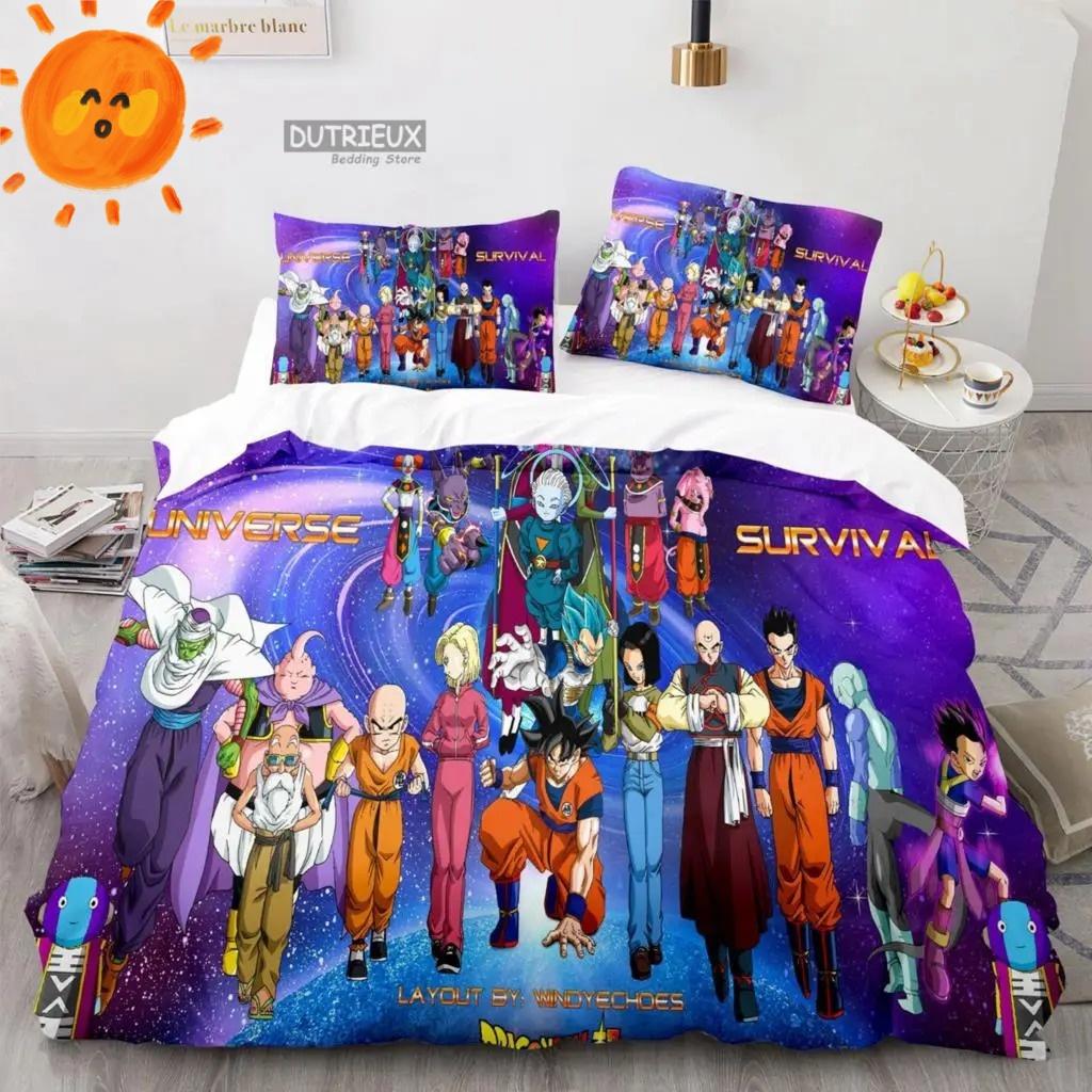 Japanese Anime Dragon Ball Bedding Set Goku Duvet Cover Comforter Bedclothes Single Twin Full Queen Size 3D Kids Adult Boys Gift
