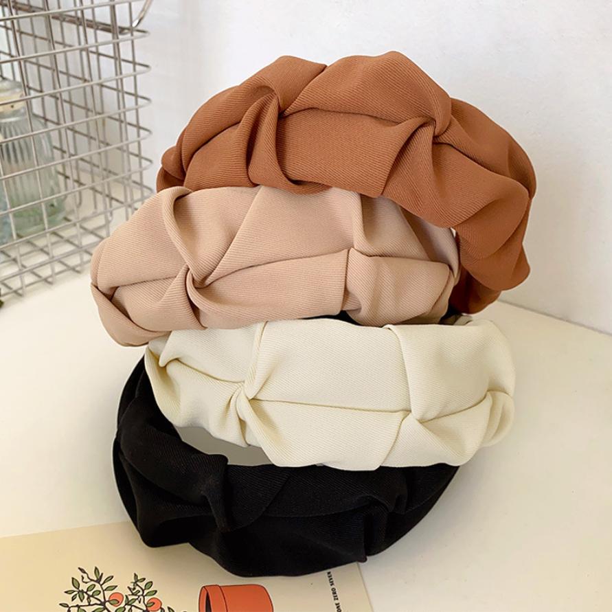 Fashion Pleated Hair Hoop Hair Bands for Women Girls Solid Color Headbands Designer Wide Hairband Hair Accessories Headwear Gift