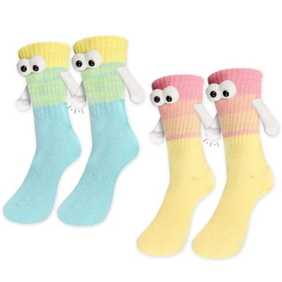 1/3 Paare Farben Magnetische Hände haltende Socken Dopamin Designer Socken Lustige Paarsocken Geburtstagsgeschenk für Frauen Männer Beste Freunde Liebende