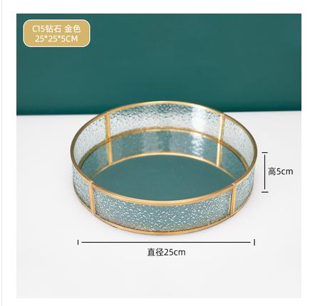 Metall Spiegel Transparent Glas Tablett Rund Kosmetik Aufbewahrungsbox Speisekammer Schreibtisch Finishing Hochzeitsdekoration Party
