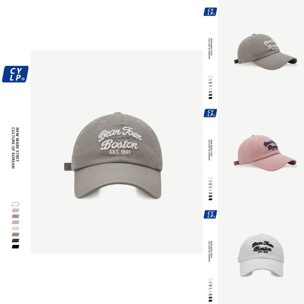 Bean Letter Embroidered Cotton Baseball Hat With Curved Brim For Casual Outdoor Wear