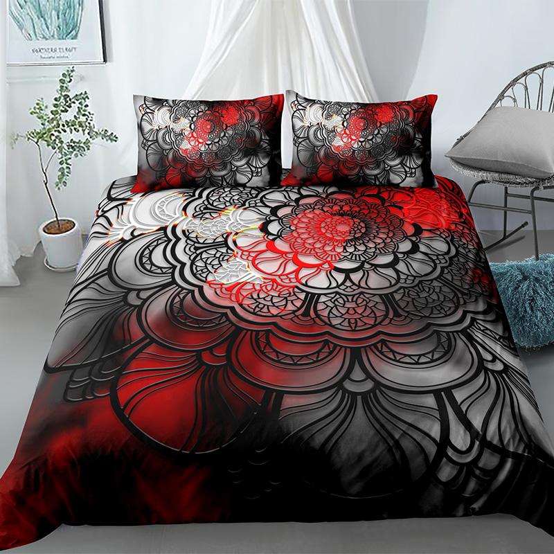 Mandala King Queen Duvet Cover Bohemian Bedding Set For Teens Adults Girls Exotic Ethnic Floral 2/3pcs Polyester Comforter Cover