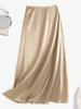 Women Elastic High Waist Satin Zipper Back Mermaid Hem Casual Comfort Skirt Elegant Chic Luxury Fashion Solid Silk Fabric With No Wrinkle