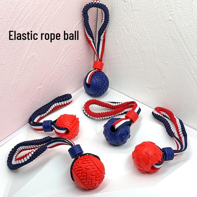 Grenseoverskridende kjæledyrleketøy: Elastisk tau-rugbyball for hundetrening, bittsikker og slitesterk.