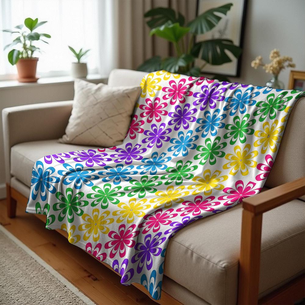 Rainbow Confetti Dot Cartoon Anime Print Flannel Blanket Soft Warm Throw for Kids Bedroom Sofa Christmas Office Car