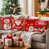 45X45Cm Red Christmas Theme Pillowcase Bedroom Sofa Cushion Cover 100% Polyester Living Room Cushion Pillowcase Home Decor