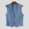 INCERUN Men V Neck Sleeveless Frills Buttons Irregular Casual Tank Tops Waistcoat