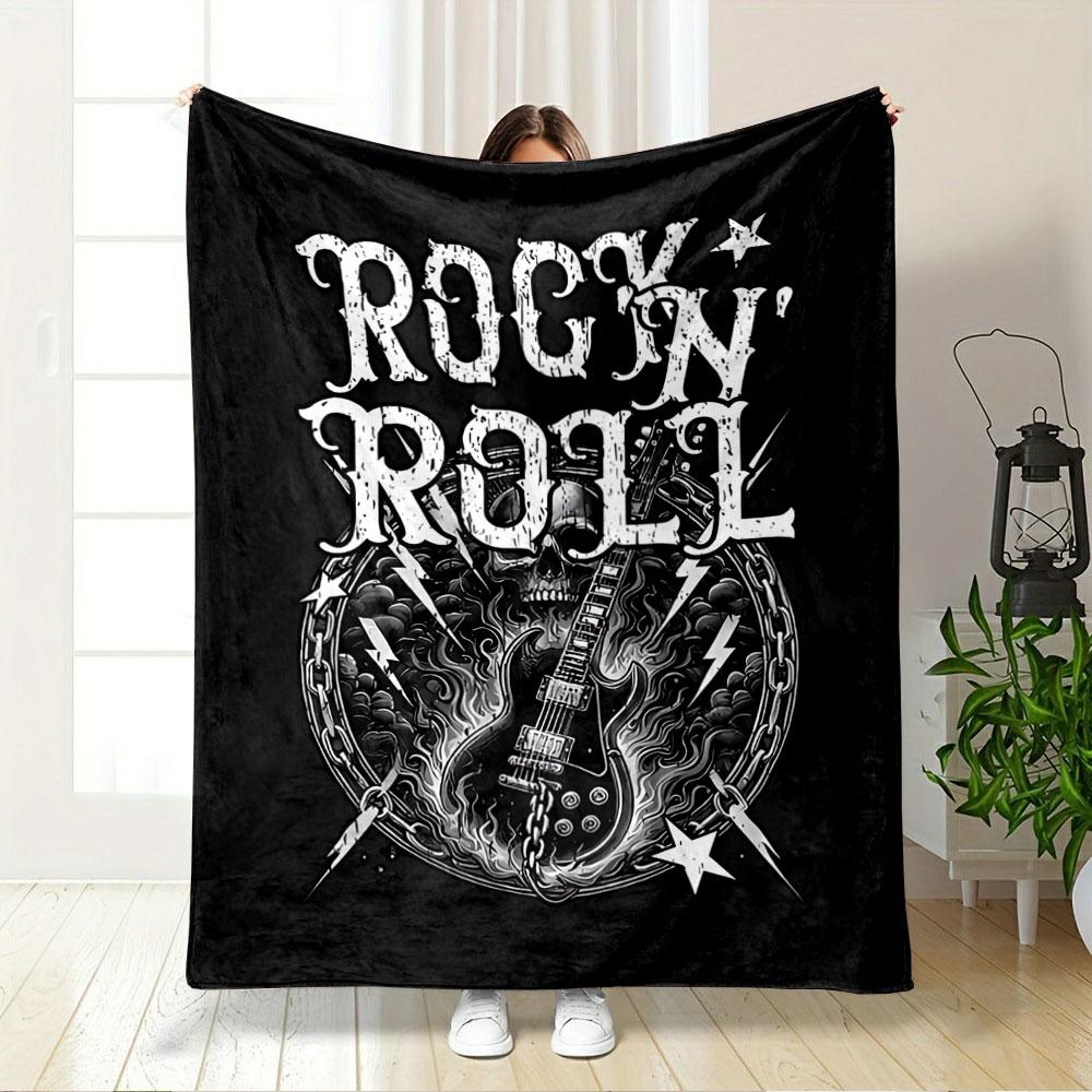Rock 'n' Roll Skull Guitar Blanket for all seasons blanket lunch break throw gift