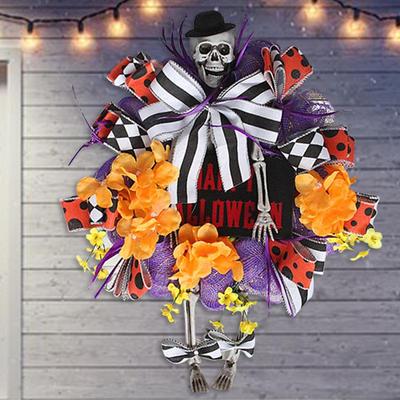 Halloween Skull Door Hanger Wreath - Horror Party Bar Outdoor Decorations