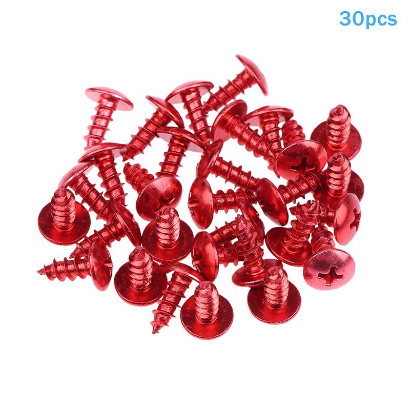 

30Pcs/Pack M5*12Mm Universal Aluminum Alloy Motorcycle Cross Head Self Tapping Bolts Screws Nut Round Head Thread Diameter червоний