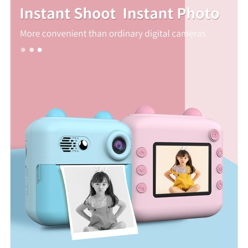 Kids Print Camera Photography with Rechargeable Battery and Paper for Creative Play