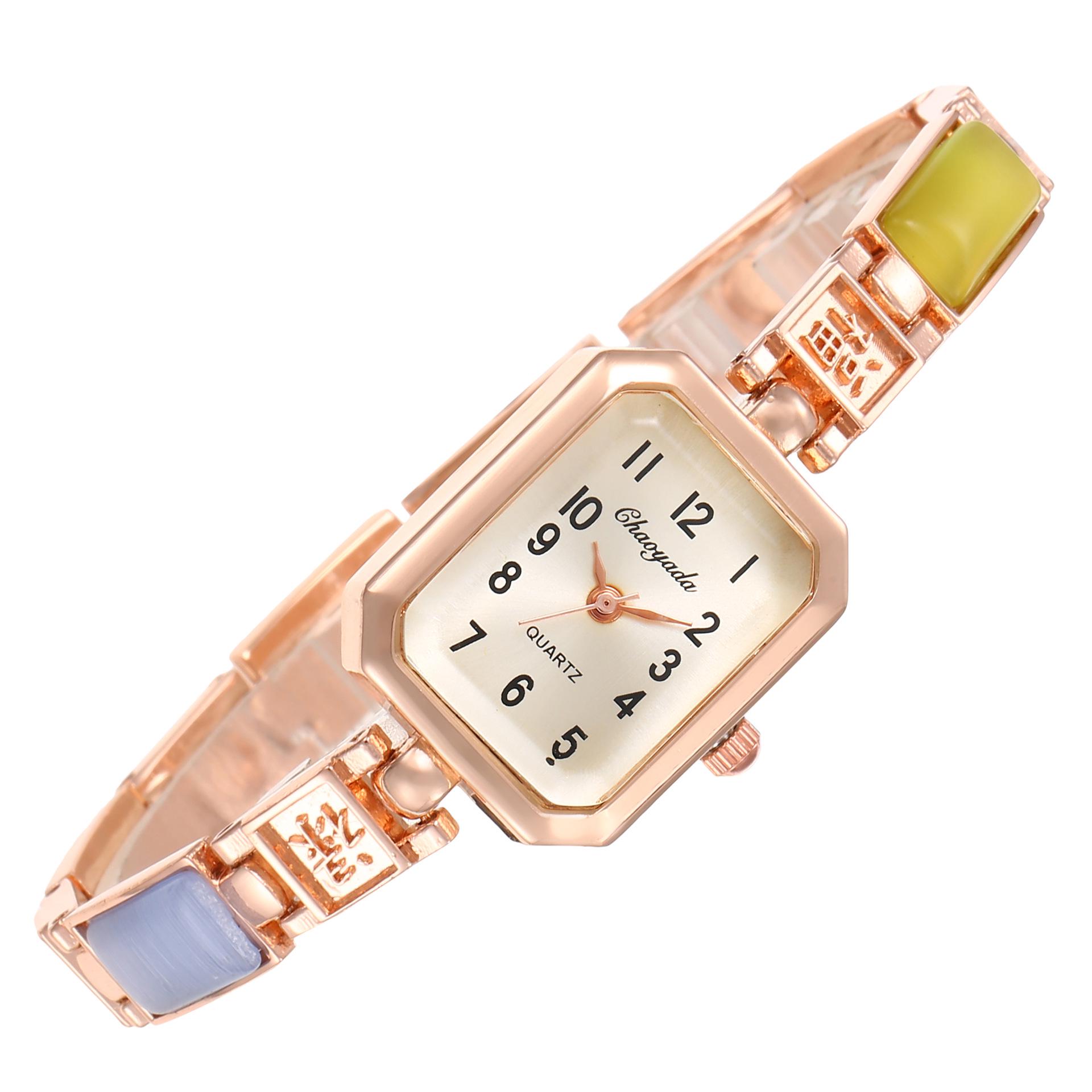 

Женские часы-браслет с драгоценными камнями Rose Gold - Квадратный дизайн