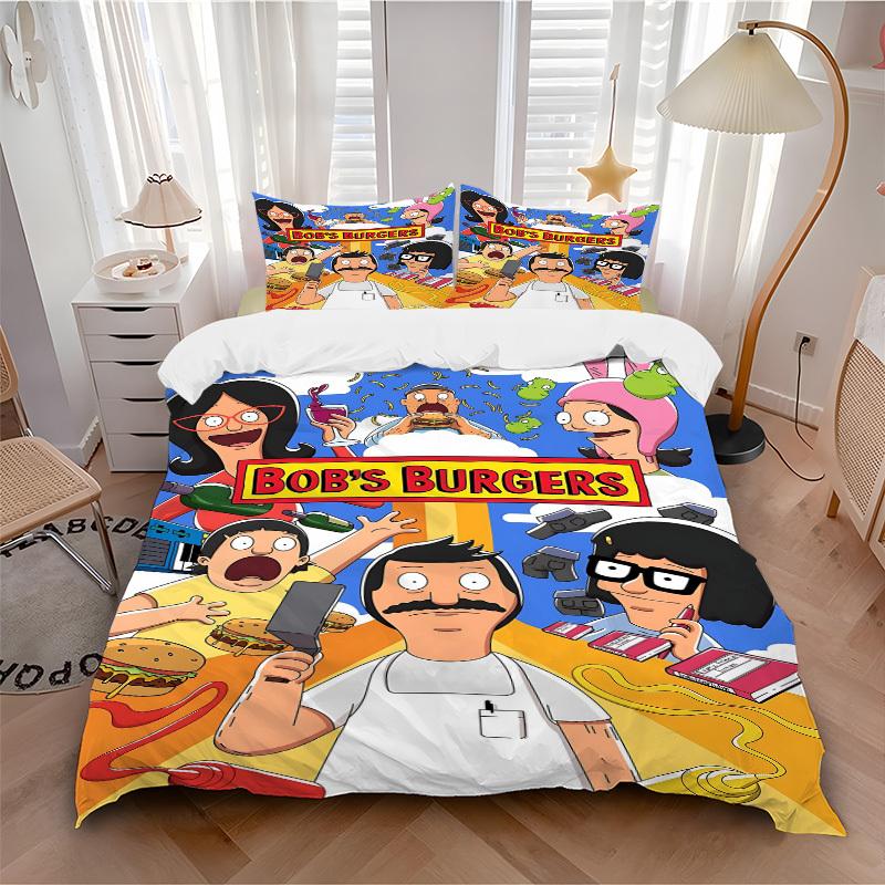 

3pc Bob’s Burgers Bedding Set Guest Room Bedroom Decor Christmas Halloween Decor Birthday and Holiday Gifts- All Seasons 3pcs Quilt 132 135x200cm