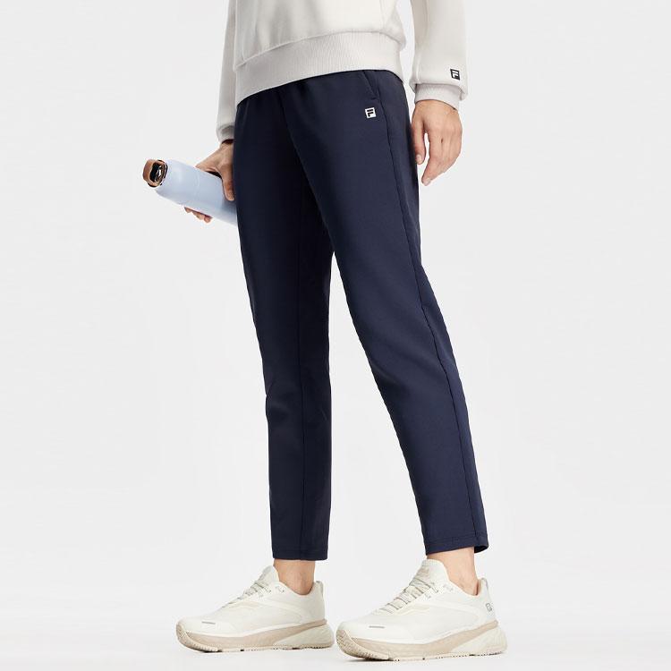 Fila Fitness Einfarbig Mittelhoch Kordelzug Gerades Bein Freizeit Hose Damen Unterteile Tiefblau A11W411605F-NV