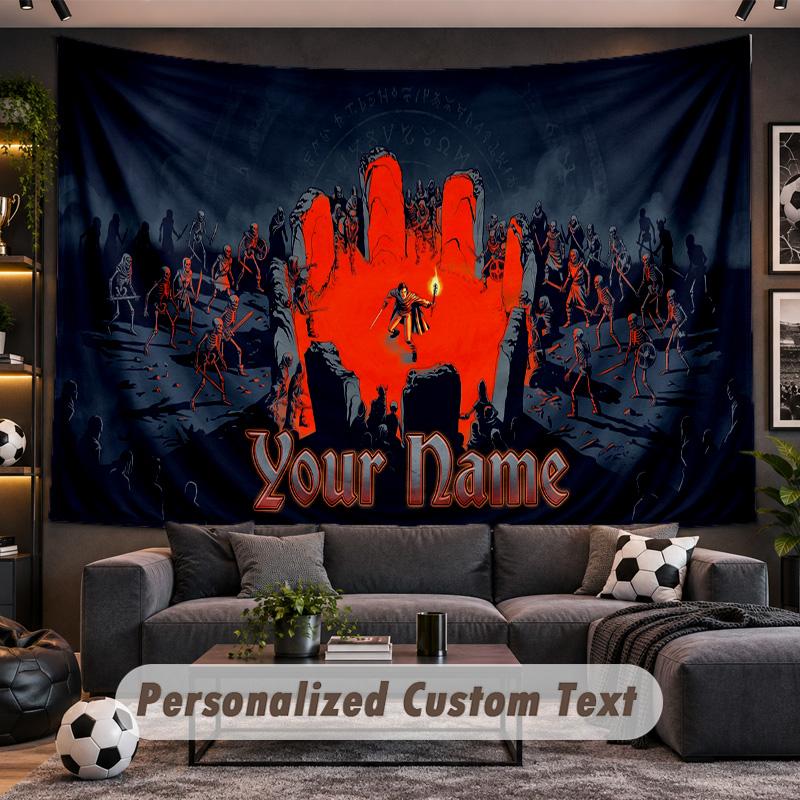 Evil Dead Ash Williams Personalisierte Wandteppich-Unterstützung mit individuellem Namen, Wandkunst Heimdekoration