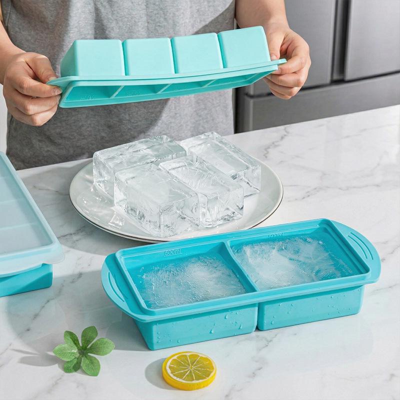 Silicone Ice Cube Tray with Lid - Large Capacity Freezer Storage & Food Preservation Box