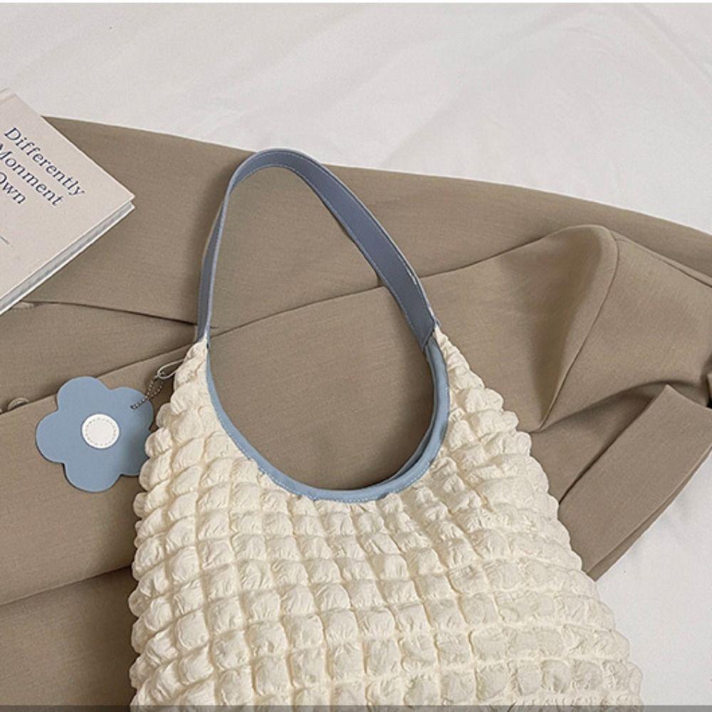 Underarm Bag Light Weight Tote Bag Plaid Fold Cloud Bag Pleated Bubble Shoulder Bag  Office Worker
