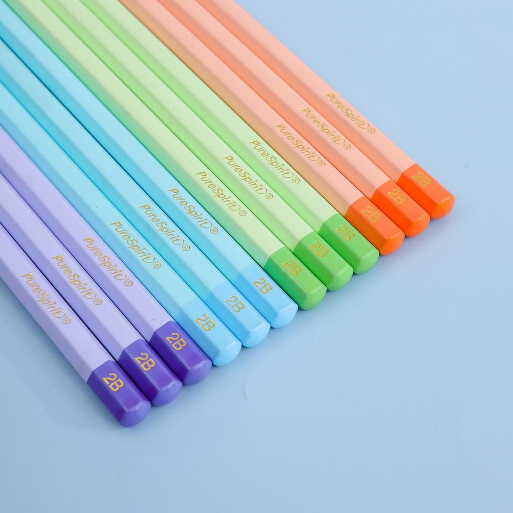 12-Piece Macaron Color 2B Pencil Set for Students & Office - Ideal for Writing & Drawing