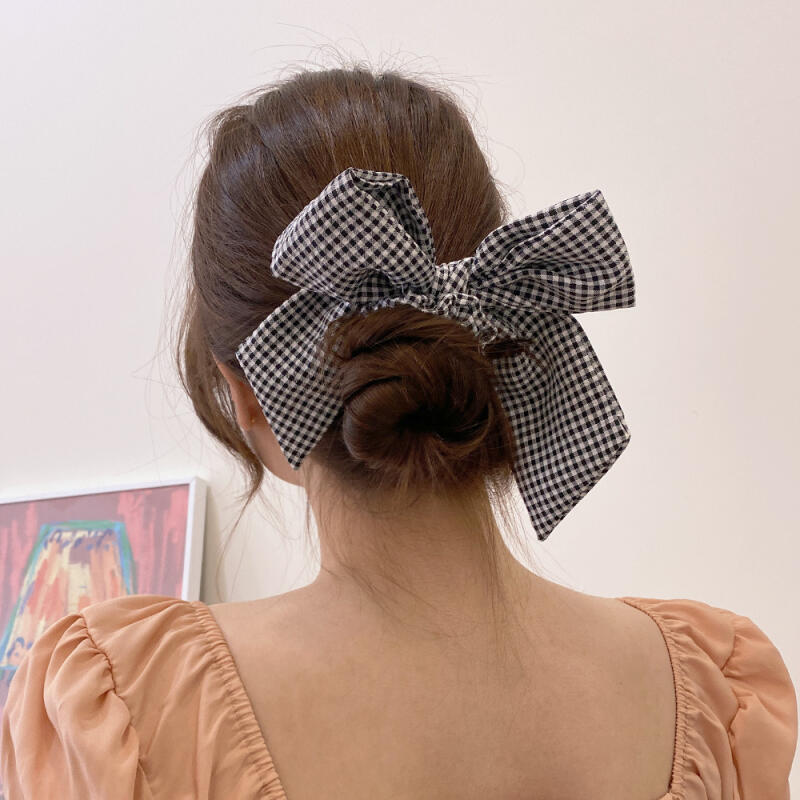 Резинка для волос в клетку гингем, резинка для косичек и резинка для волос Red