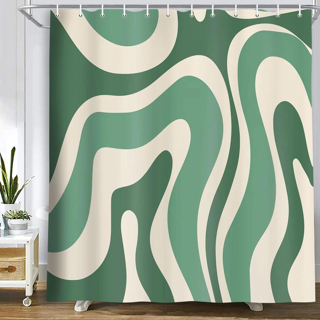 Colored Geometric Ombre Shower Curtains For Bathroom, Gradient Color Design Art Waterproof Fabric Bath Curtains,Teal/Blue/Orange