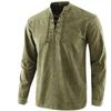 Men's Spring Solid Color Retro Durable Stand Up Collar Shirt, Youth Long Sleeved Casual Pullover Top