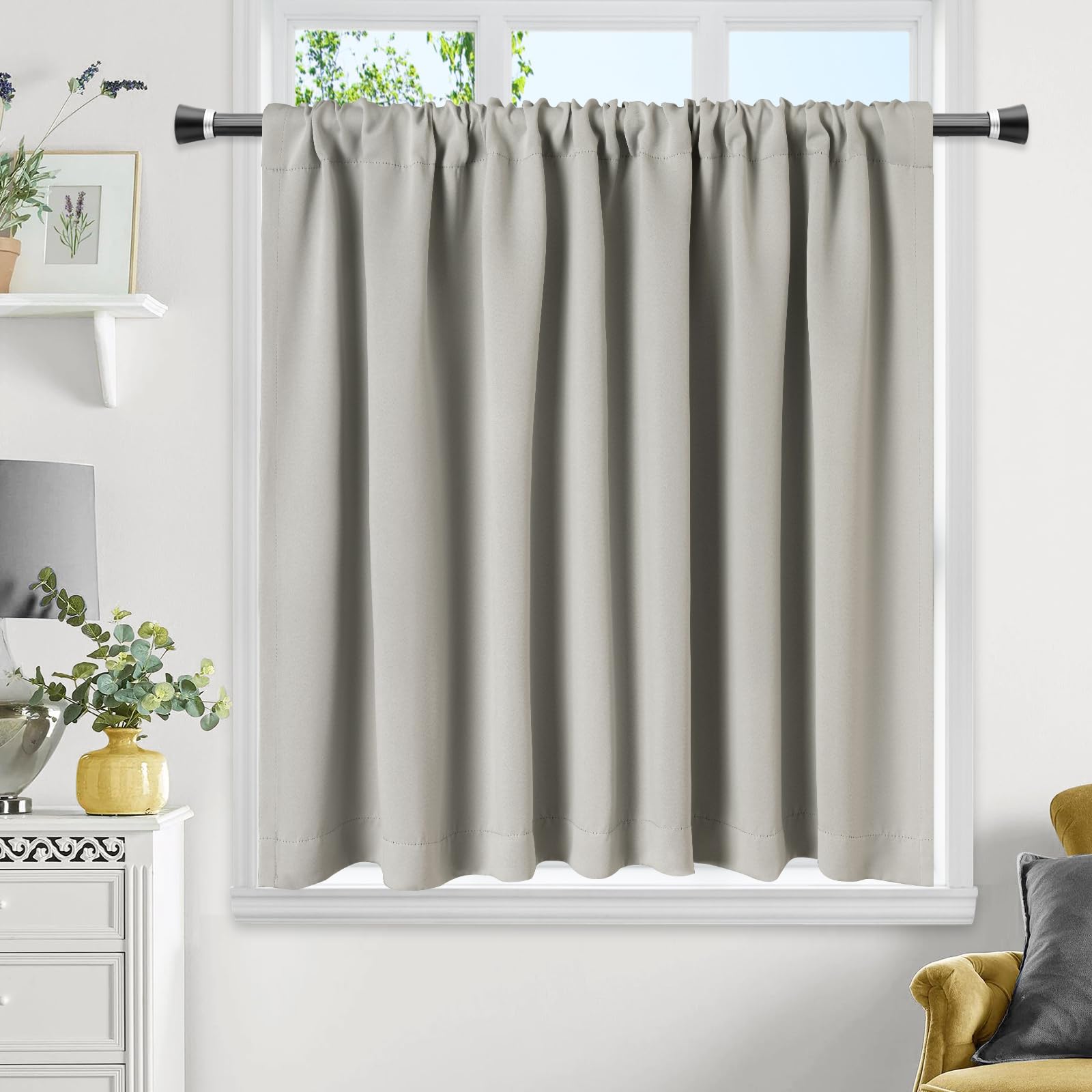 

AooHome Blackout Cafe Curtains for Small Heat Thermal Grade 1 Light Solid UV Cold Energy Room Light 80cm 190cm Suitable for and Hallways Windows,