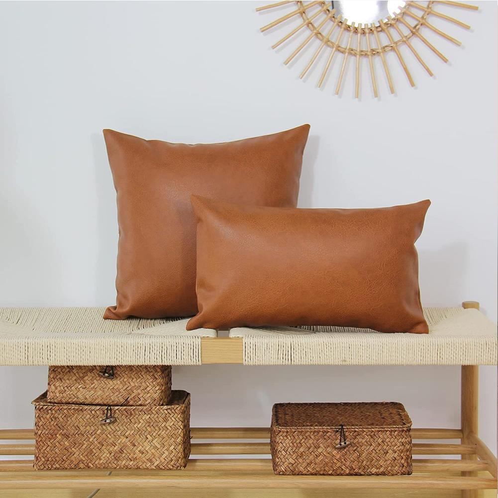 Bed Cushion Cover Solid Color Leather Modern Simple Style Bedroom Living Room Decoration Car Sofa Pillow Case 45x45cm/30x50cm