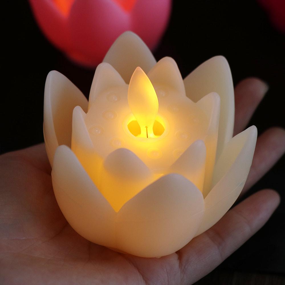 Plastic Lotus Lamp Creative Electronic Candle Lamp Home Decor Tea Lights  Temple
