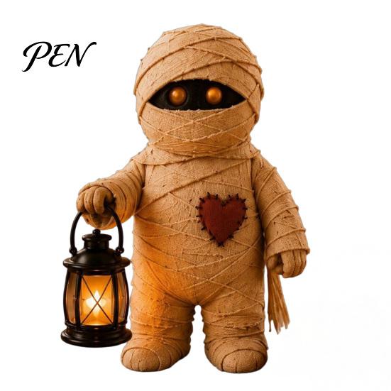 Small Apartment Ornaments Lighted Vintage Patchwork Ghost Figurine with LED Lantern, Rustic Farmhouse Halloween Figurine, Decorative Fall Figurines