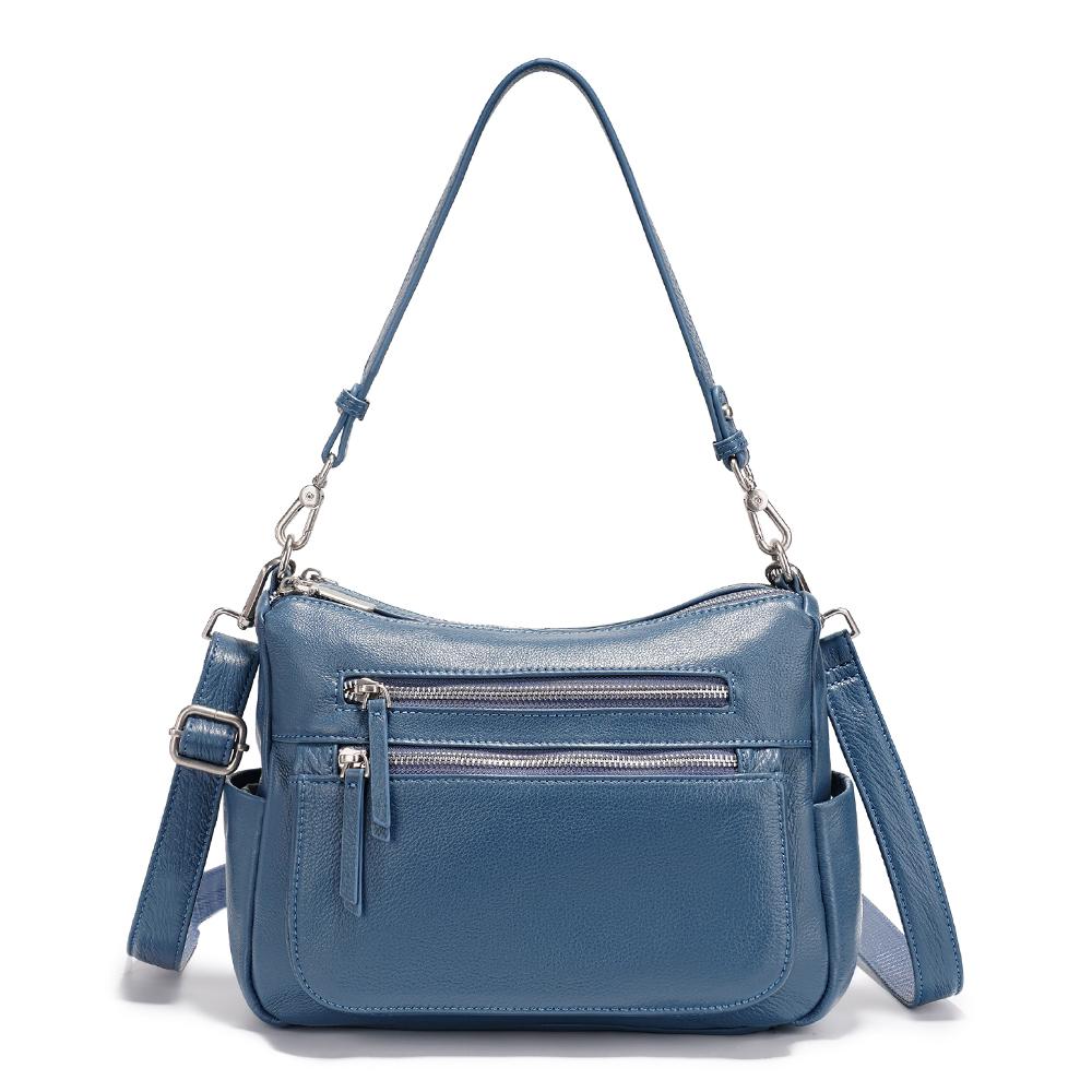 

Zency Сумка жіноча з коров ячої шкіри, ручна, на плече, сумка-кросбоді синій