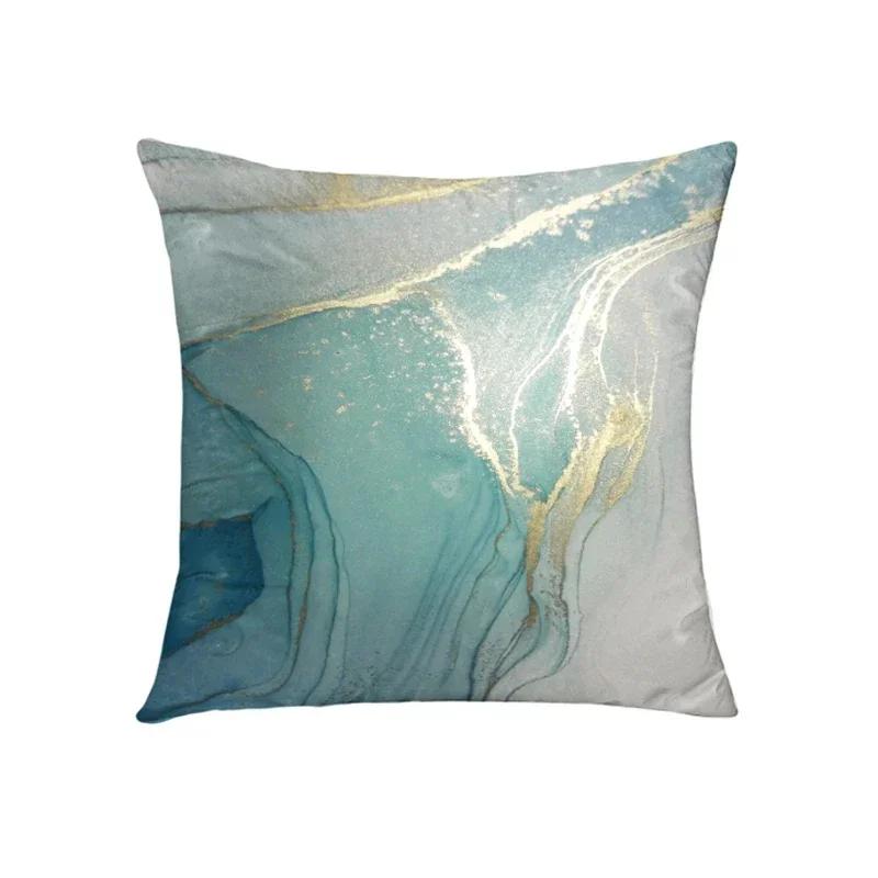 Modern Abstract Cushion Cover Gray Blue Teal Agate Marble Hug Gold Foil Pillow Cover Home Decor Pillowcase Sofa Throw Pillows