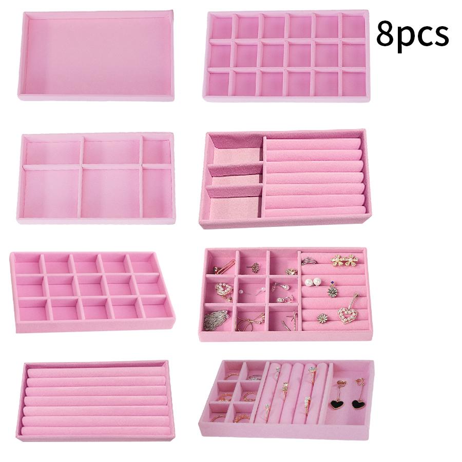1PC, Flocking Jewelry Box Jewelry Tray, Color: Pink