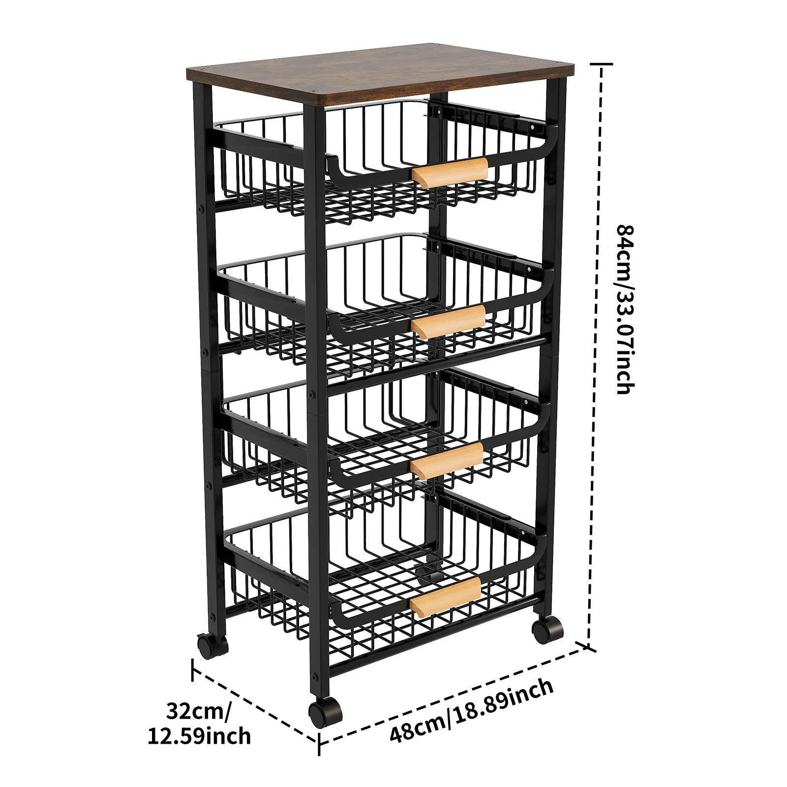 

Door-Shaped Slanted Drawer Mobile Storage Rack for Kitchen Fruits and Vegetables Rolling Cabinet Basket Organizer 5-tier чёрный