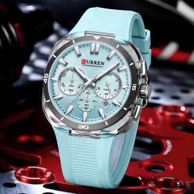 CURREN 8502 Fashion Chronograph Multifunction Watches Sports 3ATM Waterproof Silicone Man Wrist Watch Relogio Masculino
