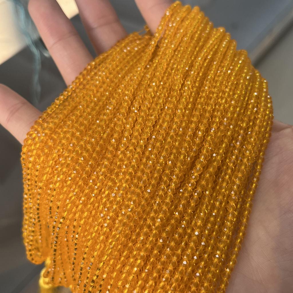 5String, Facet Natural Stone Spinel Beads, Fashion Golden Yellow Loose Spacer Beads, 2mm, 3mm for DIY Necklace, Bracelet, Anklet Accessories 38cm