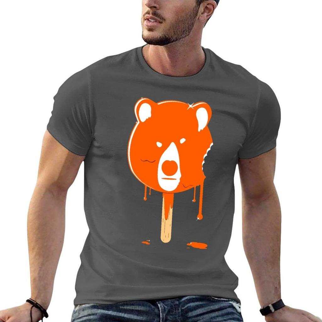 Melting Orange Ice Cream Bear TShirt T Shirts Cotton Funny T Shirts Cotton T Shirts for Unisex Graphic Funny Tshirt