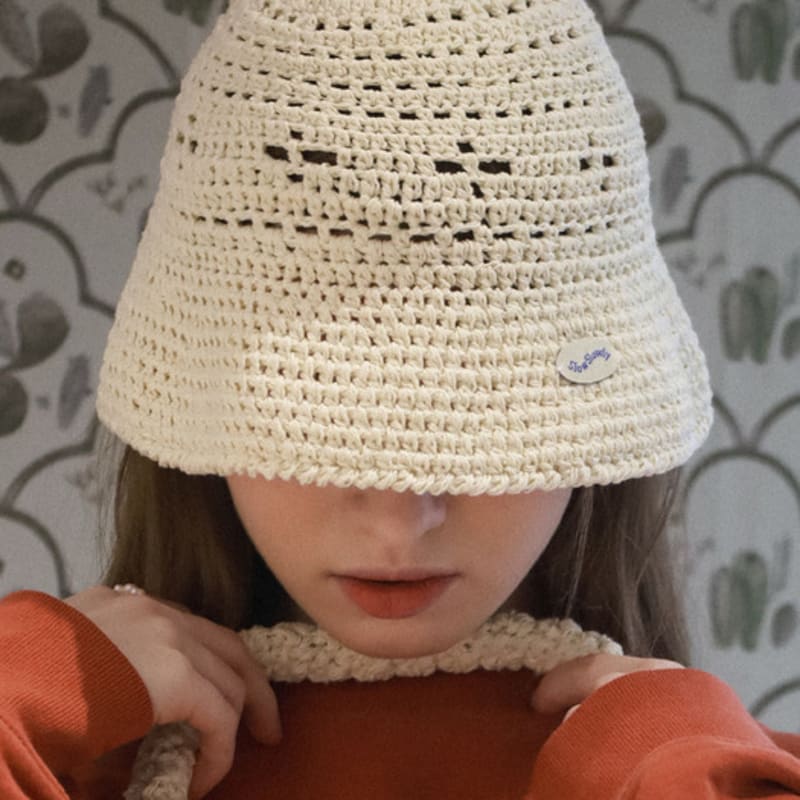 

Slowslowly No.52 / Lily Bucket Hat (Lily Bucket Hat Crochet Knit Hat) Cream