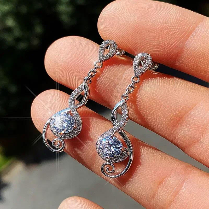 Luxury, High-End, Gorgeous Party, Water Droplet Zircon Earrings, Bride'S Wedding, Eternal And Dazzling Jewelry, Headwear