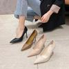 6-Autumn and Winter Thin Heel Pointed Single Shoes Women's High Heels Professional Commuter High Heels Women's Shoes Commuter Shoes