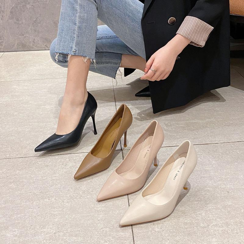 6-Autumn and Winter Thin Heel Pointed Single Shoes Women's High Heels Professional Commuter High Heels Women's Shoes Commuter Shoes