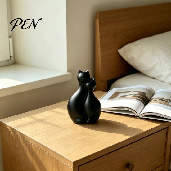 Artificial Flower Holder 3D Printed Cat Vase, Minimalist Nordic Style Arrangement Hugging Vase Decorative Couple Home Office Gift Artistic Tabletop