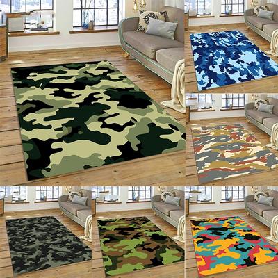 Bunter Camo Grün Camouflage Teppich für Wohnzimmer Schlafzimmer Zuhause Sofa Spielbereich Rutschfeste Bodenmatte Heimdekoration